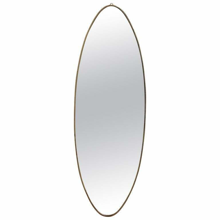 Vintage Italian Wall Mirror With Brass Frame (Circa 1960s)   Large
