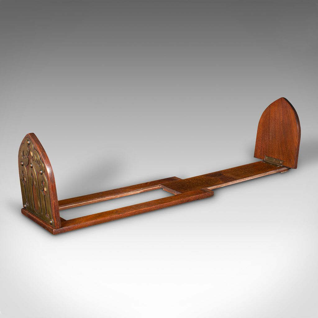 Antique Gothic Revival Book Slide, English Walnut, Extending Bookrest, Victorian photo furniture
