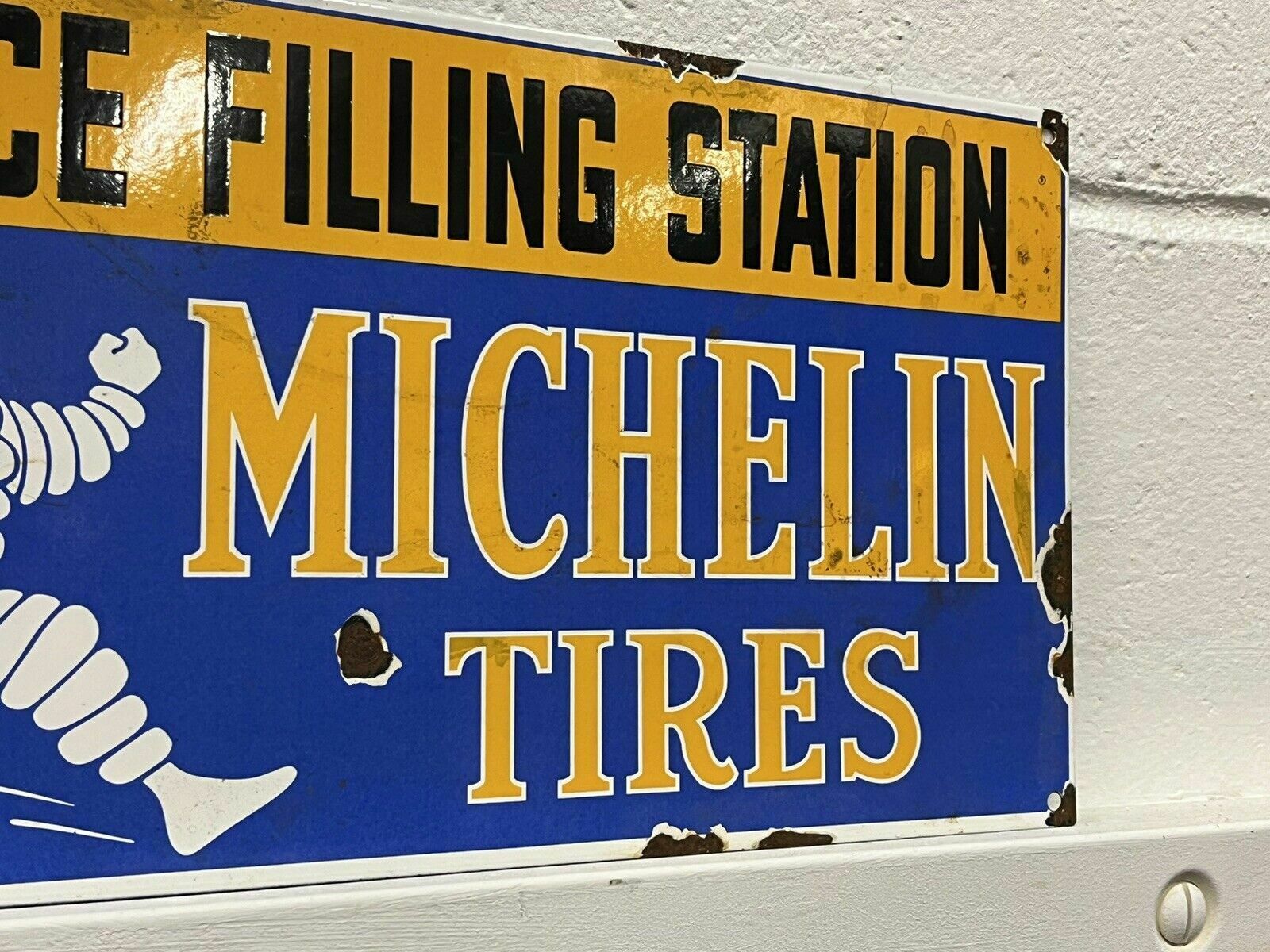 Michelin Garage Advertising Enamel Sign photo for sale