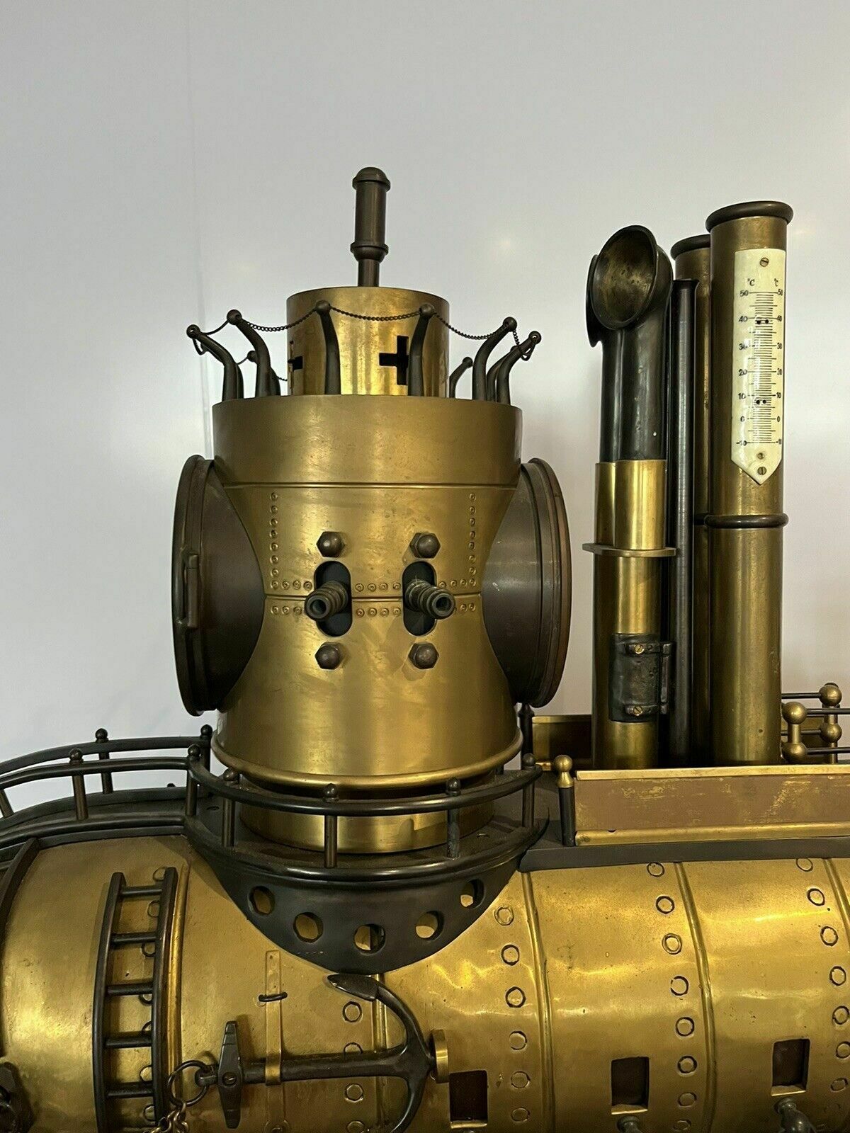 4135.0 Submarine Novelty Brass And Metal Industrial Exhibition Clock Huge In Size photo