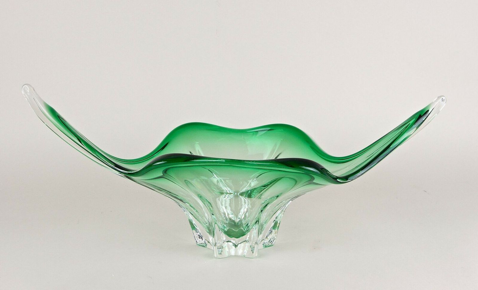 Mid Century Modern Murano Glass Bowl, Green/ Clear Tones   Italy Ca. 1960 photo buy