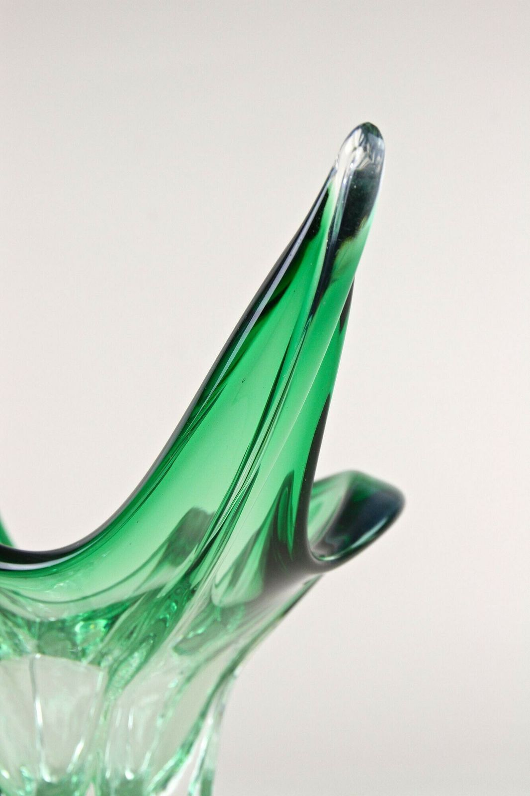 photo buy Mid Century Modern Murano Glass Bowl, Green/ Clear Tones   Italy Ca. 1960