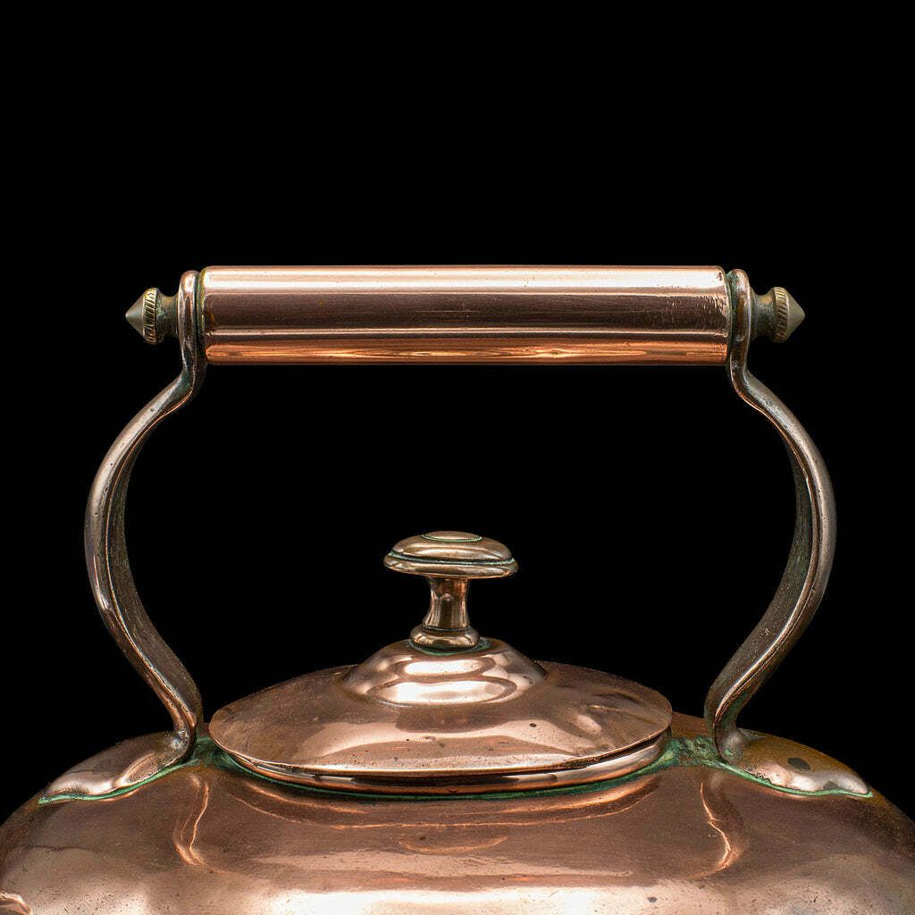 Antique Scullery Kettle, English, Copper, Stovetop Teapot, Victorian, Circa 1870 photo vintage