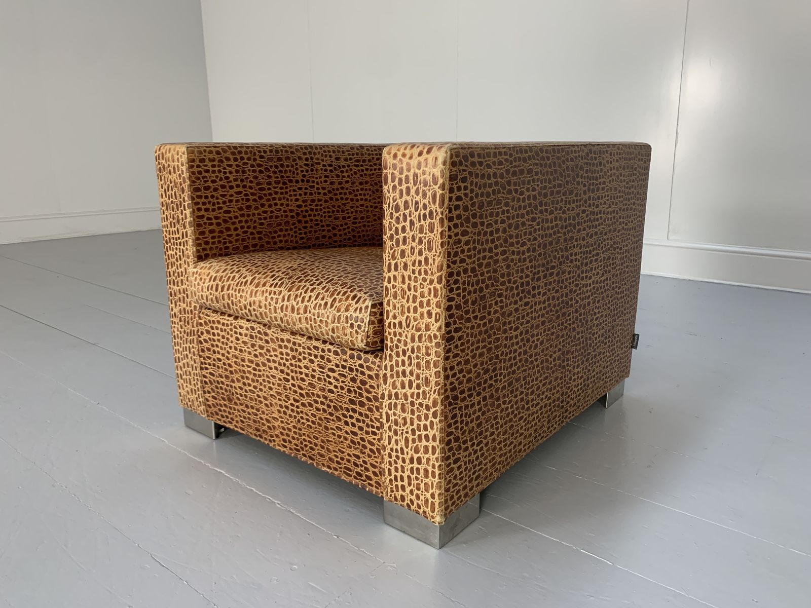 Minotti “Suitcase Line” Armchair & Ottoman – In Crocodile Leather photo 2900.0