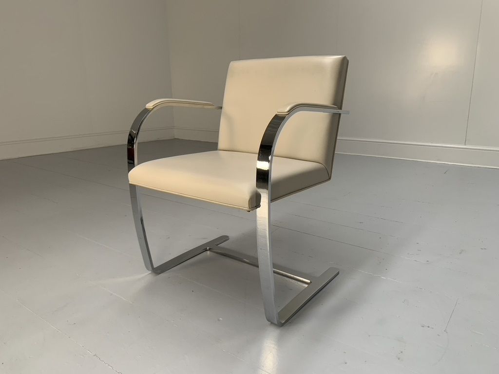 6 Knoll Studio “Brno Flat Bar” Armchairs – In Chrome & Ivory Leather photo for sale