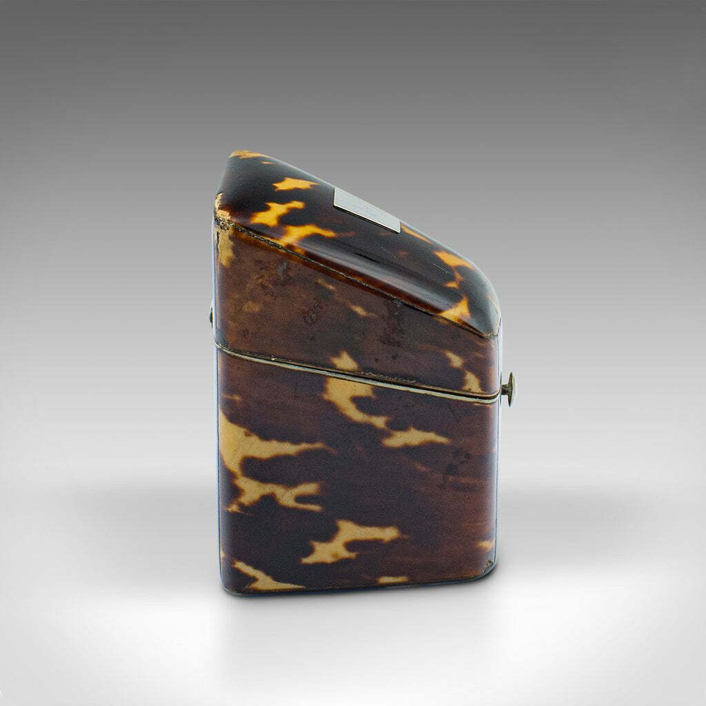 Small Antique Lady's Stamp Box, English, Faux Tortoiseshell Case, Edwardian photo 395.0