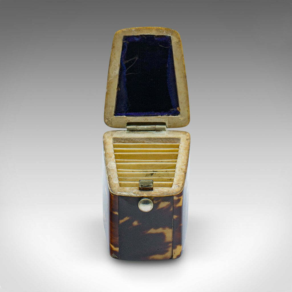Small Antique Lady's Stamp Box, English, Faux Tortoiseshell Case, Edwardian photo vintage