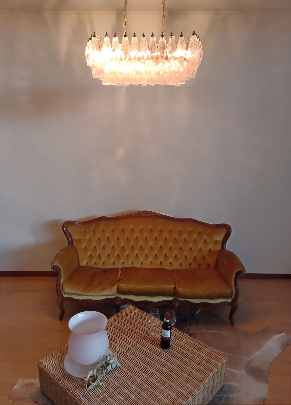 Elegant Murano Poliedri Chandelier   Carlo Scarpa   84 Pink Glasses photo furniture