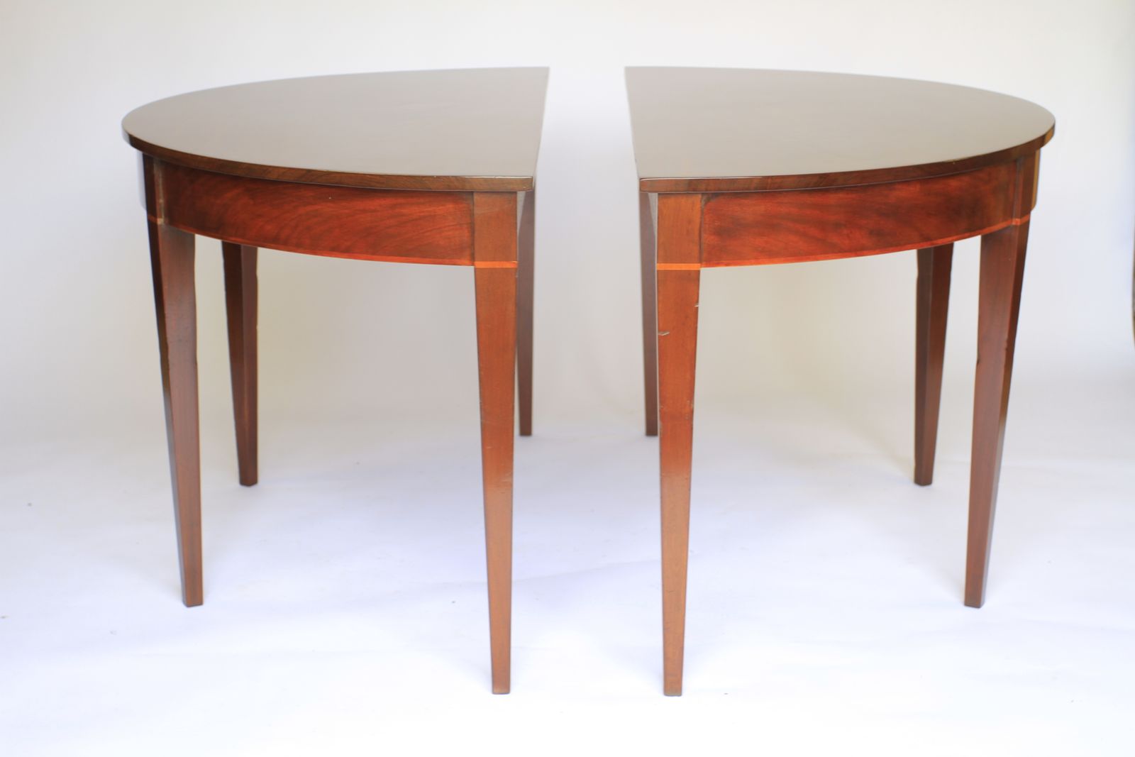 Pair Georgian Mahogany  Demi Lune Console Tables photo furniture