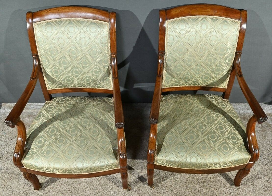 Pair Of Armchairs With Mahogany Crosses, Restoration Period – Early 19th Century photo Furniture