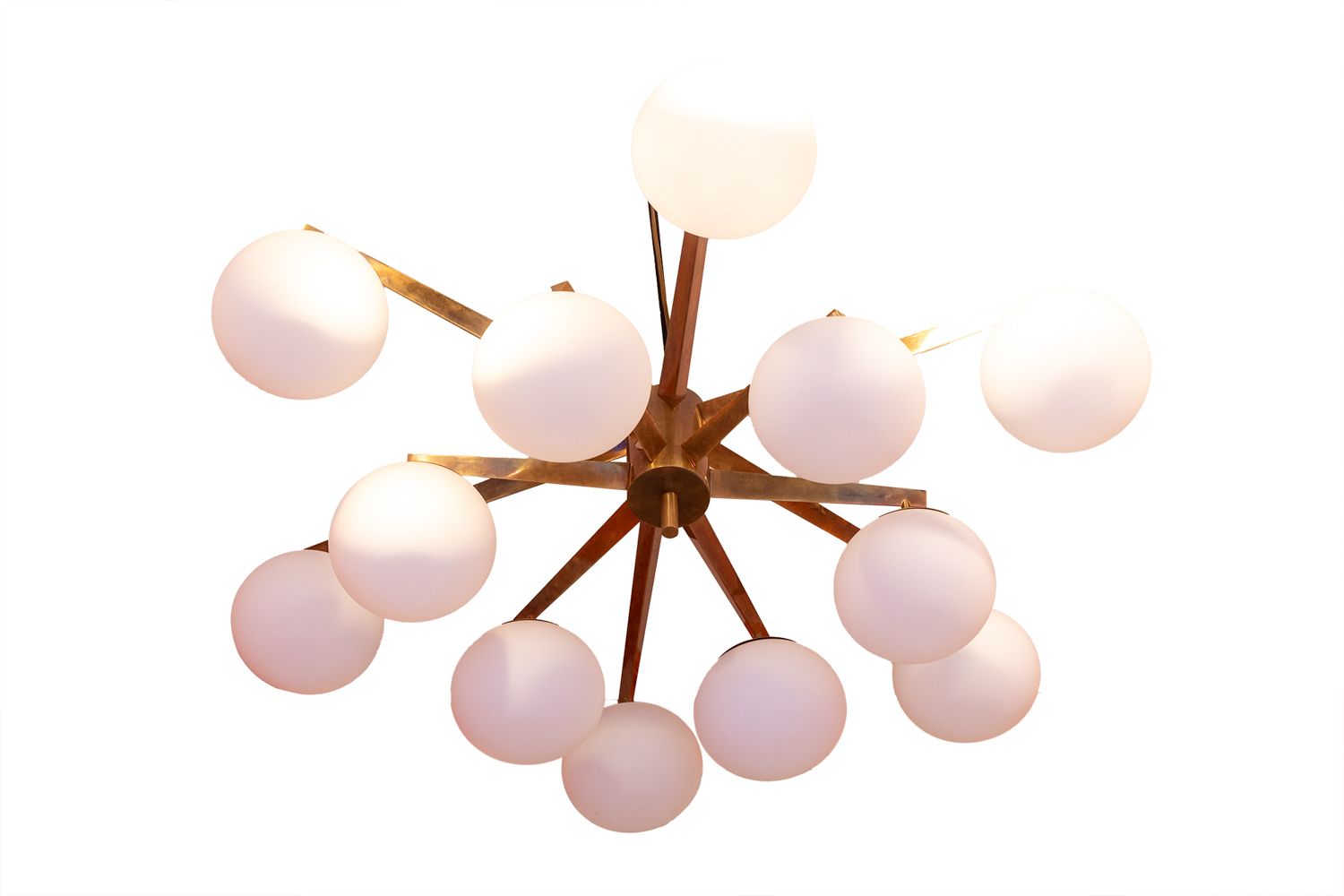 Angelo Lelli. Chandelier In Brass And Opaline. Contemporary. Ls54392108a photo furniture