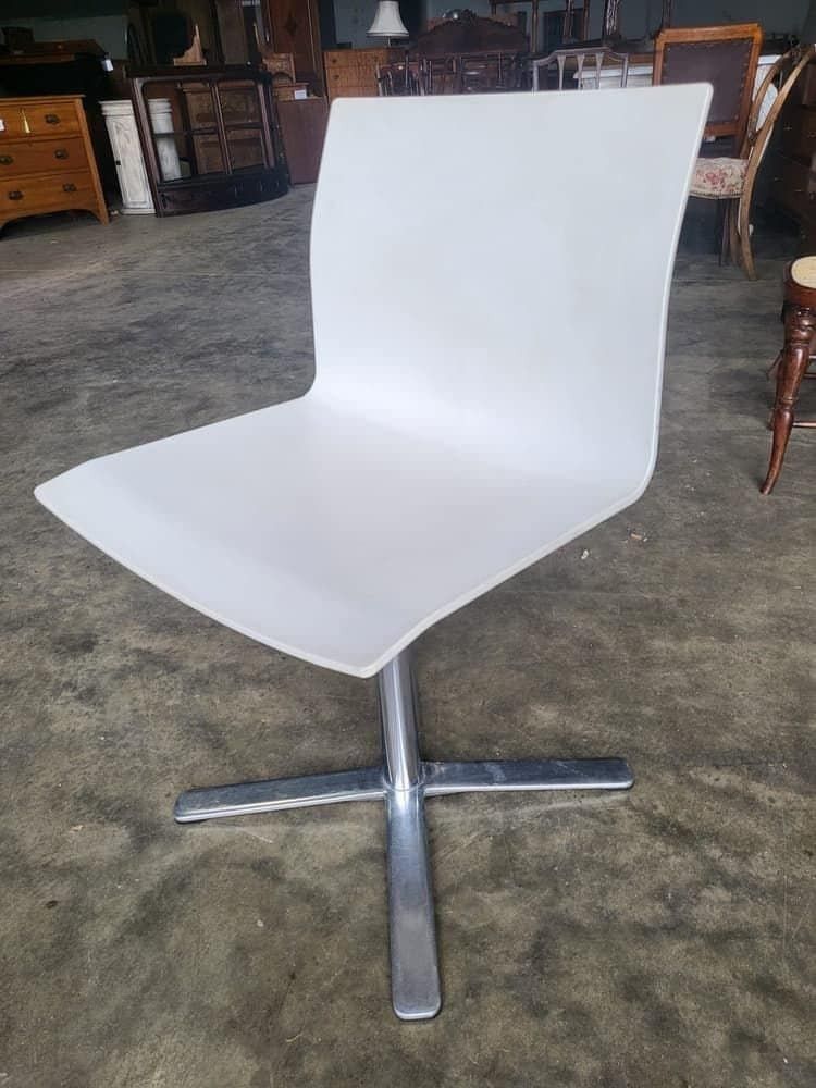 photo for sale White 70's Style Office Swivel Chair Chrome Star Base