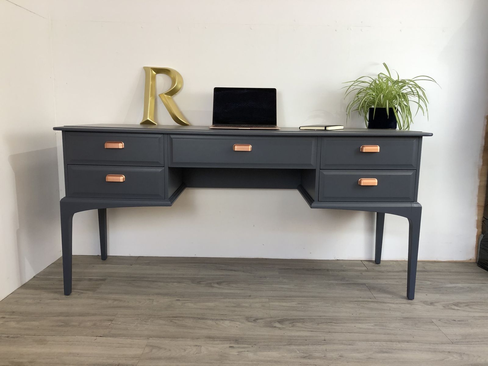 Stag Minstrel Desk/ Dressing Table Painted In Blue