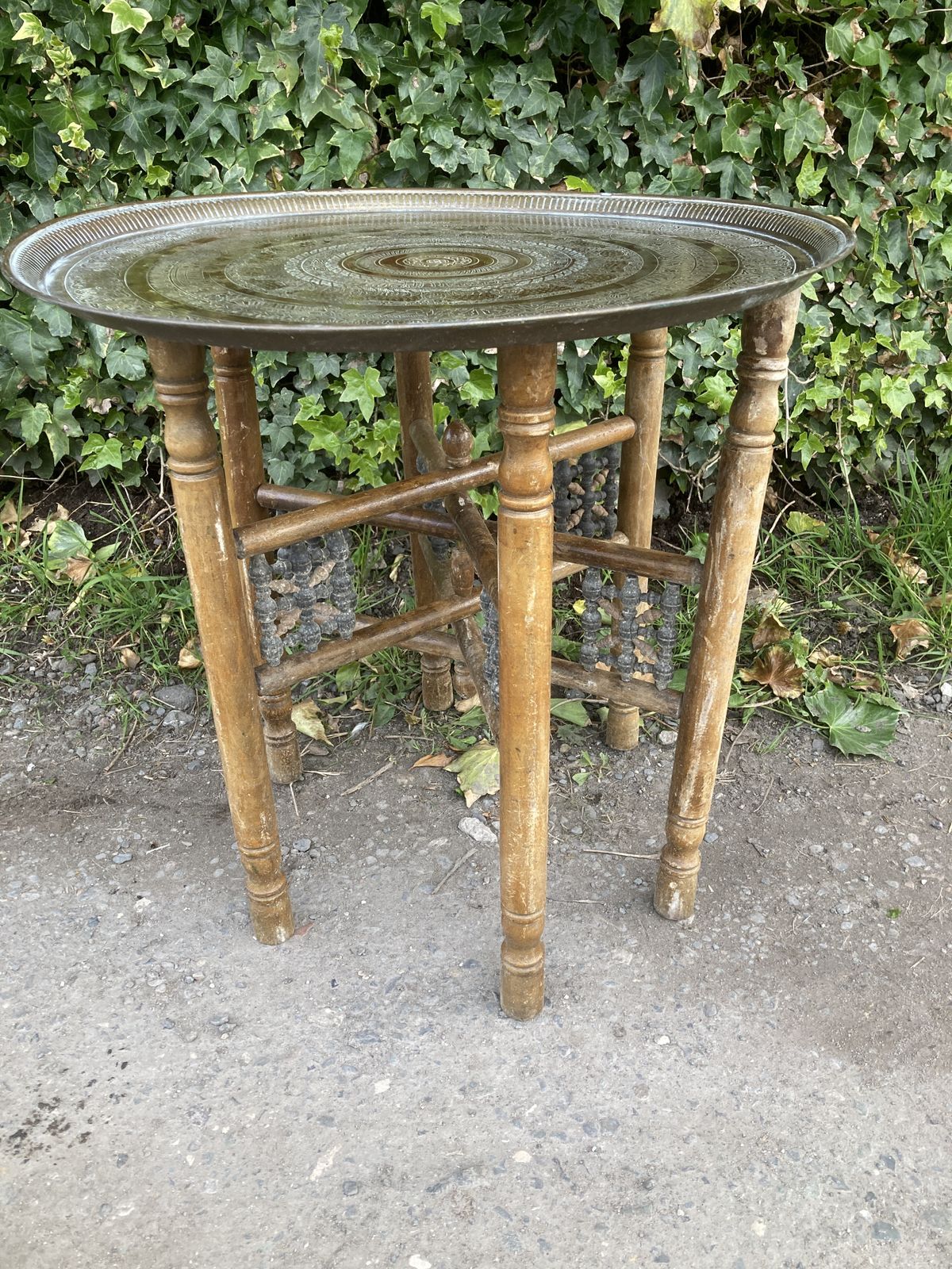 Middle Eastern Style, Moorish Design, Brass Tray Top Folding Table photo furniture