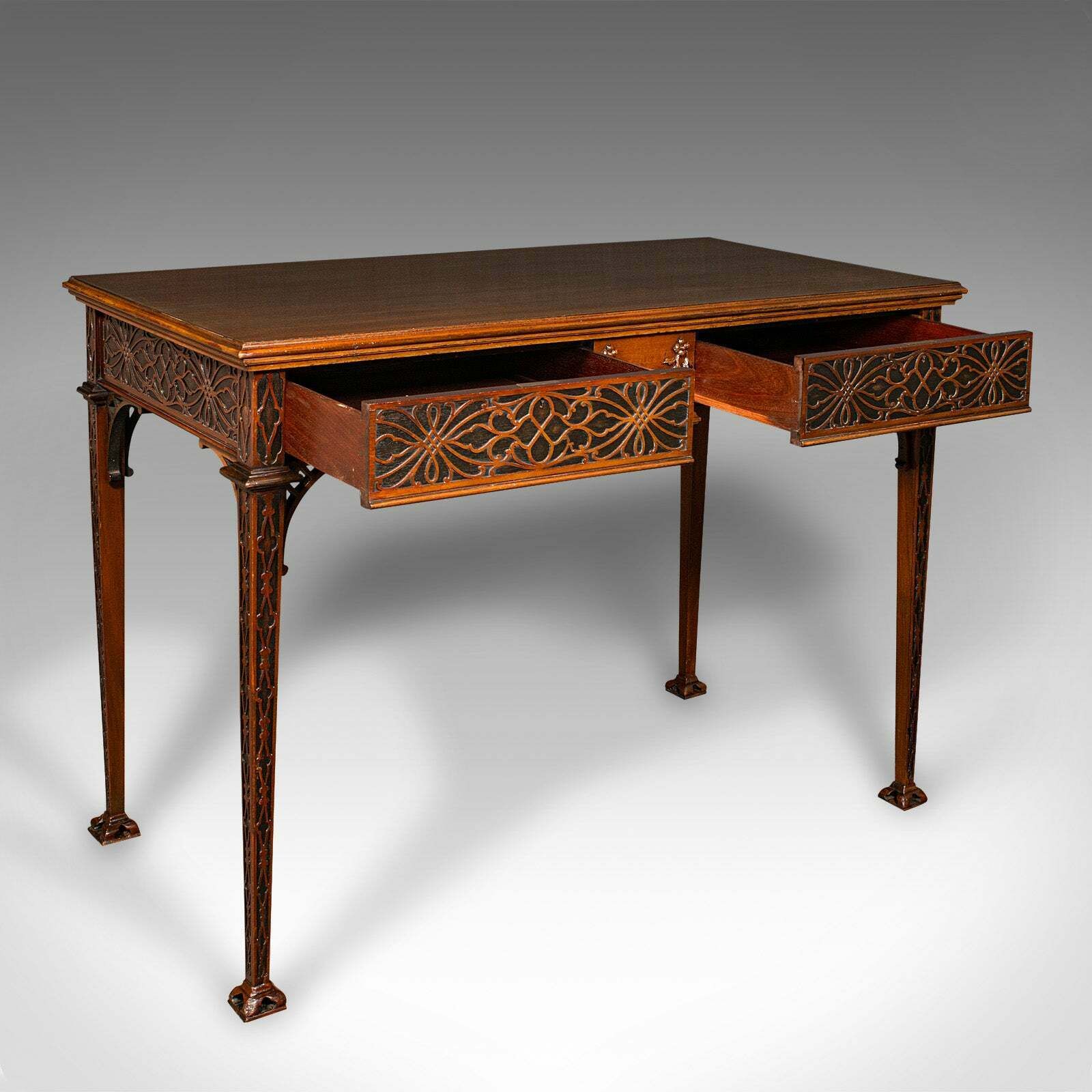 Antique Chippendale Revival Table, English, Console, Writing, Hall, Edwardian photo furniture
