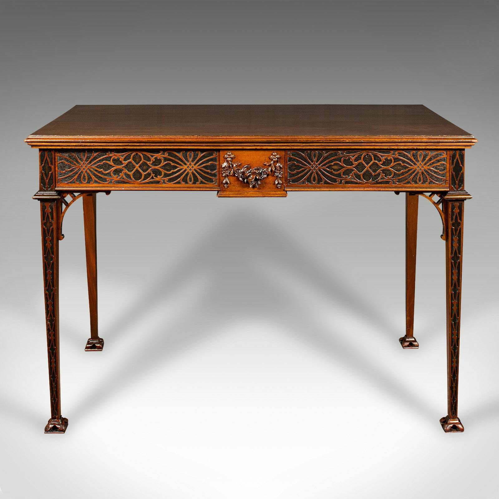 Antique Chippendale Revival Table, English, Console, Writing, Hall, Edwardian photo for sale