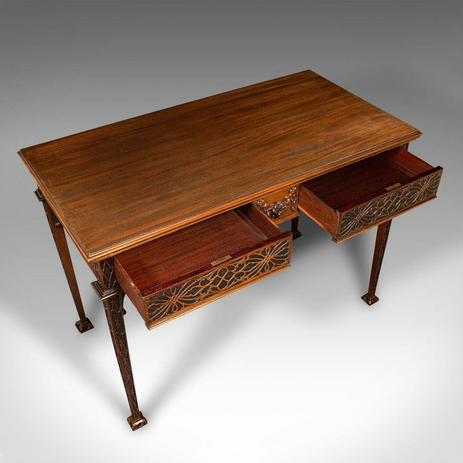 Antique Chippendale Revival Table, English, Console, Writing, Hall, Edwardian photo buy