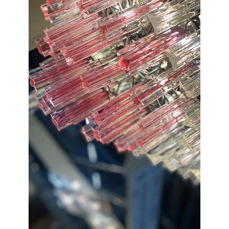 Vintage Clear And Pink “Triedro” And Quadriedro Murano Glass Chandelier photo Lighting