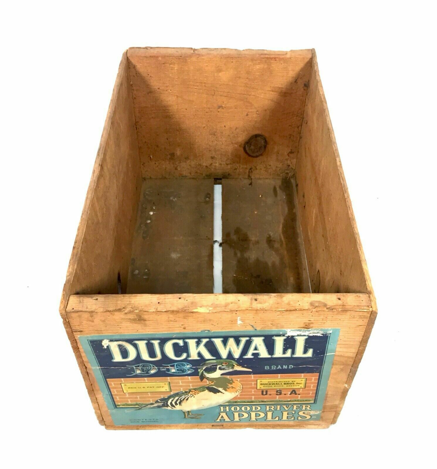 Antique Advertising   Duckwall Brothers Hood River Apples Wooden Fruit Crate Box photo Home Decor
