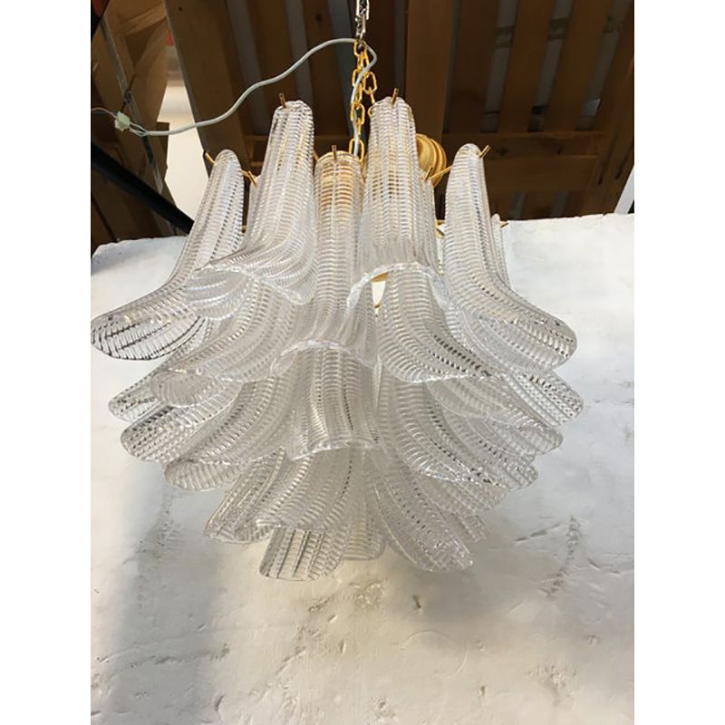 Contemporary Murano Glass "Sella" Chandelier With Gold 24k Metal Frame photo for sale