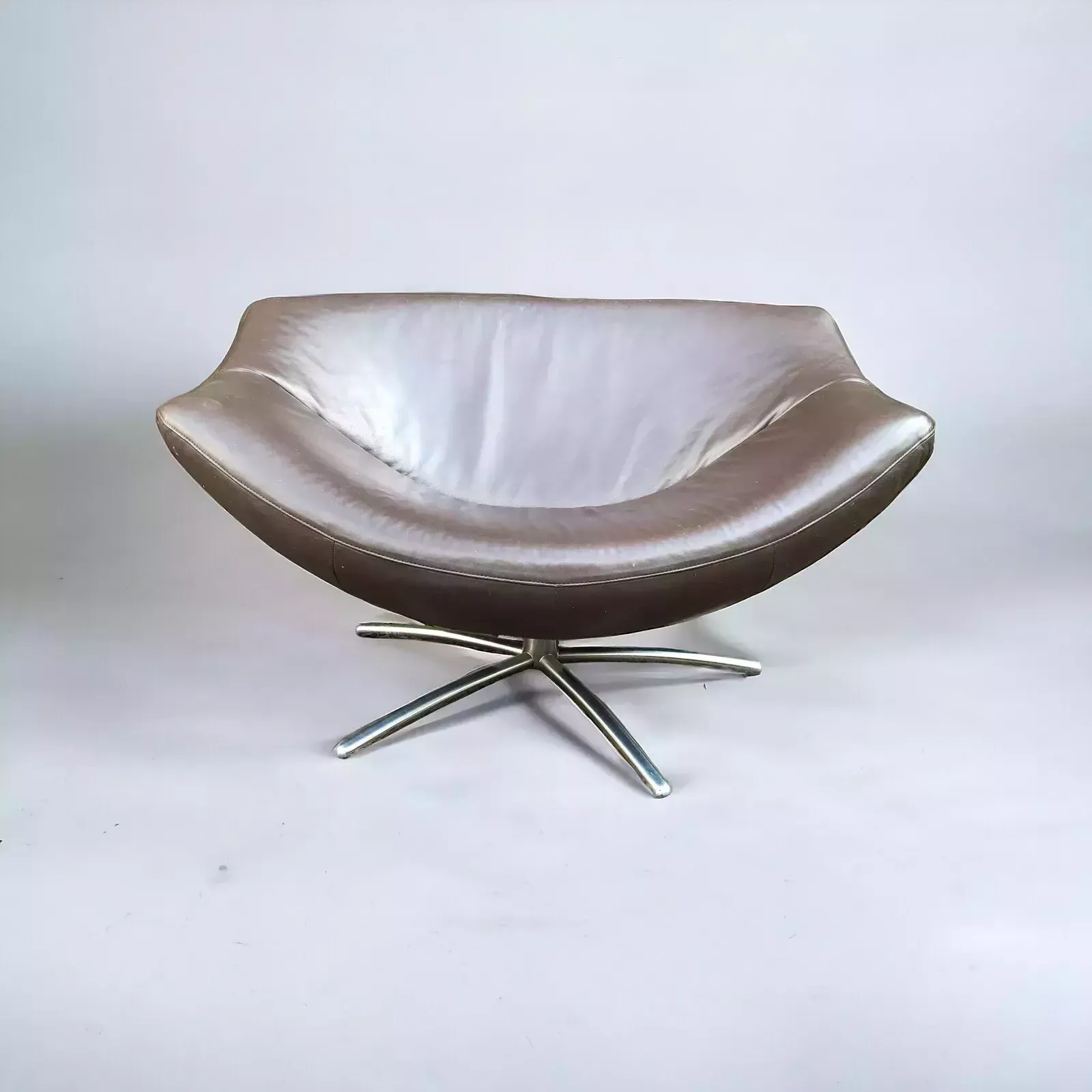 Gerard Van Den Berg Brown Leather Gigi Dutch Modern Design Armchair