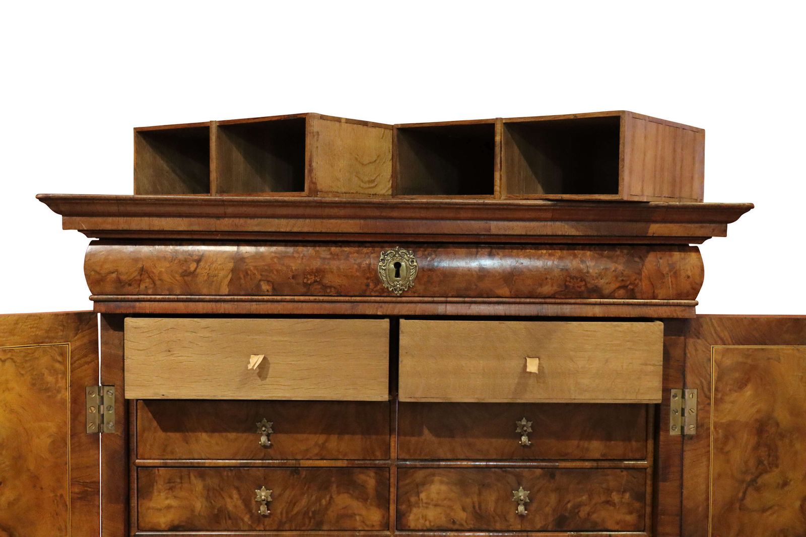 William And Mary Period Burr Walnut Cabinet On Stand photo vinterior