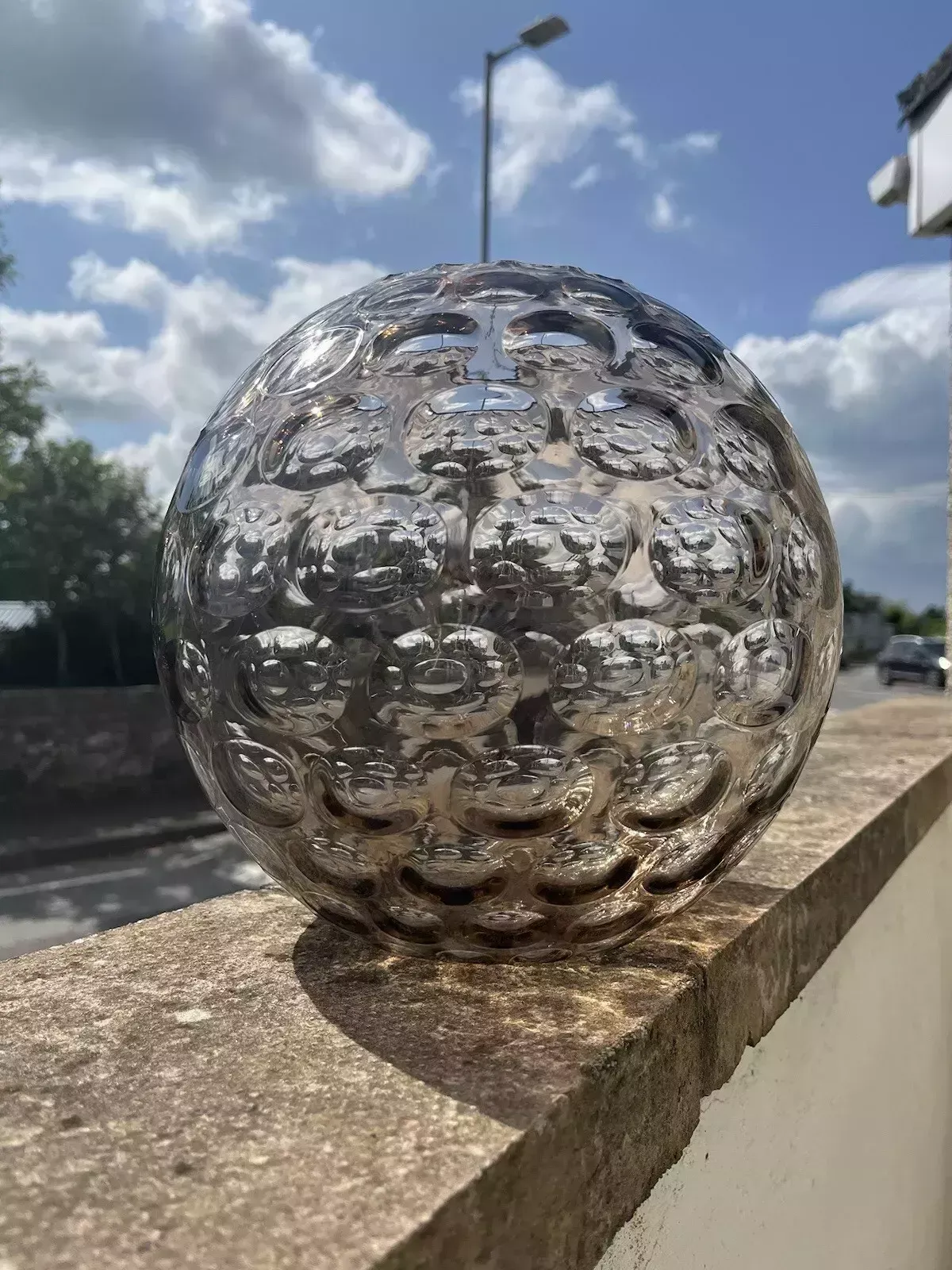 Large Mid Century Grey Borske Sklo Union Olives Retro Bubble Glass Vase Bowl 60s photo for sale