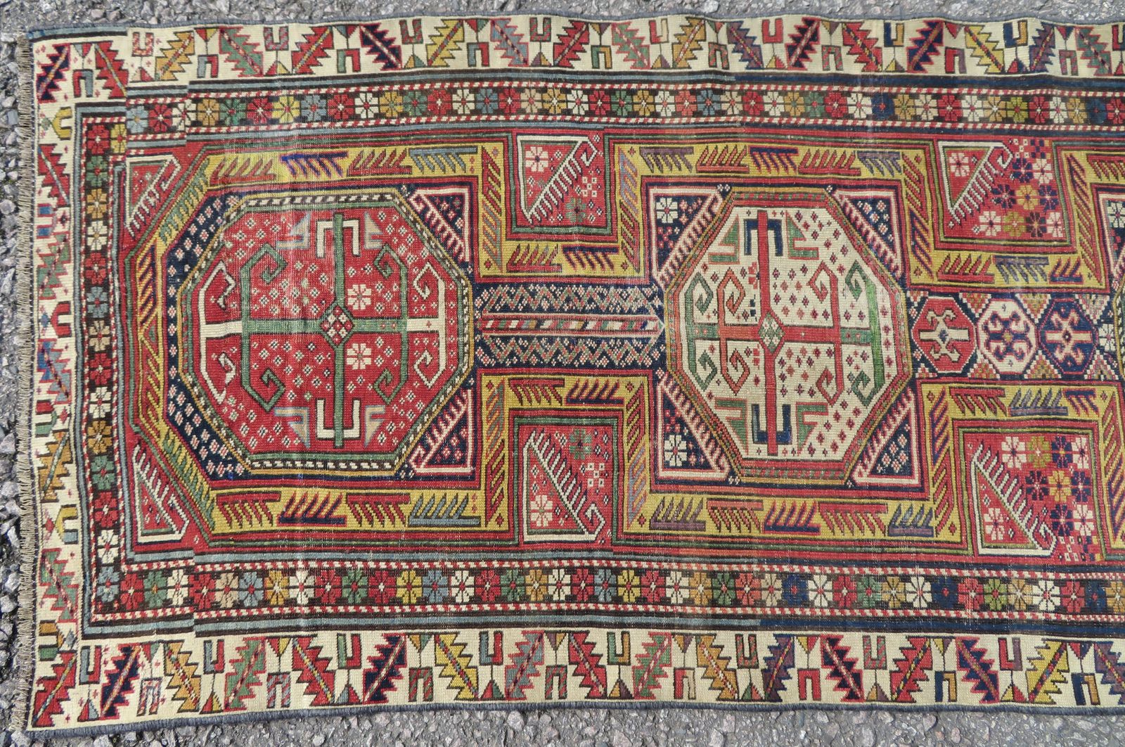 Antique Caucasian Shirvan Narrow Runner. 290cm X 87cm. photo Textiles