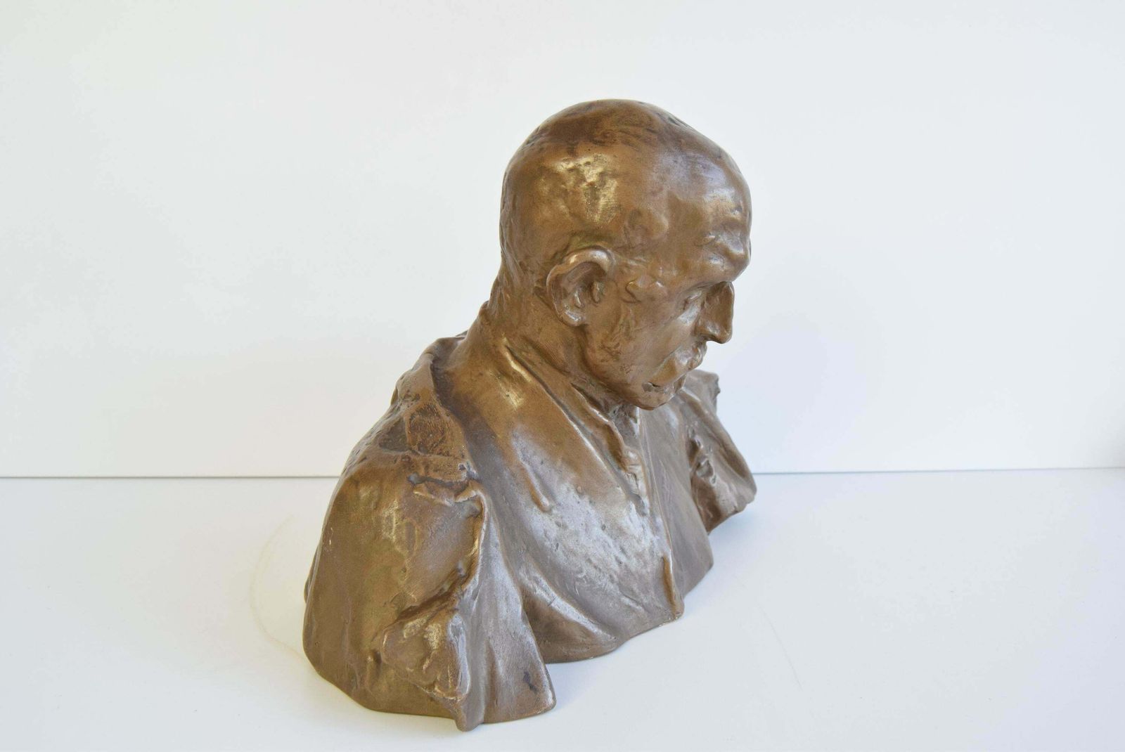 Mid Century Ceramic Statue/Bust Alois Jirásek, Signed Karel Pokorný, Circa 1950 photo vinterior