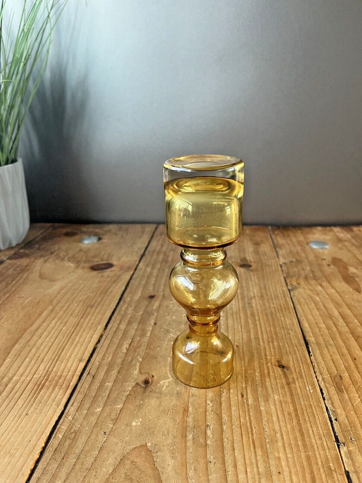 Amber Japanese Scandinavian 60's 70's Style Hooped Glass Vase Likely By Tajima photo buy