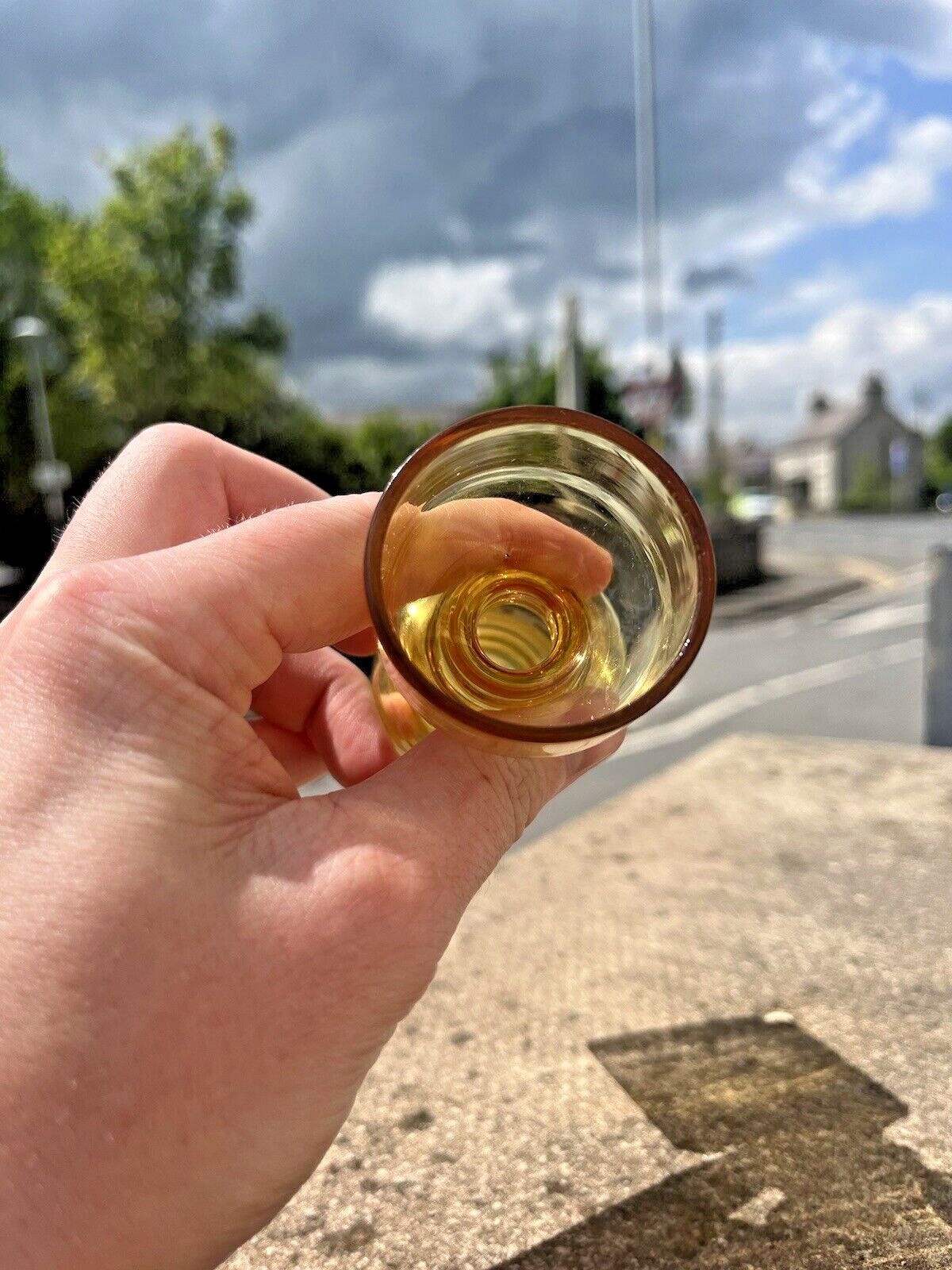 photo vinterior Amber Japanese Scandinavian 60's 70's Style Hooped Glass Vase Likely By Tajima