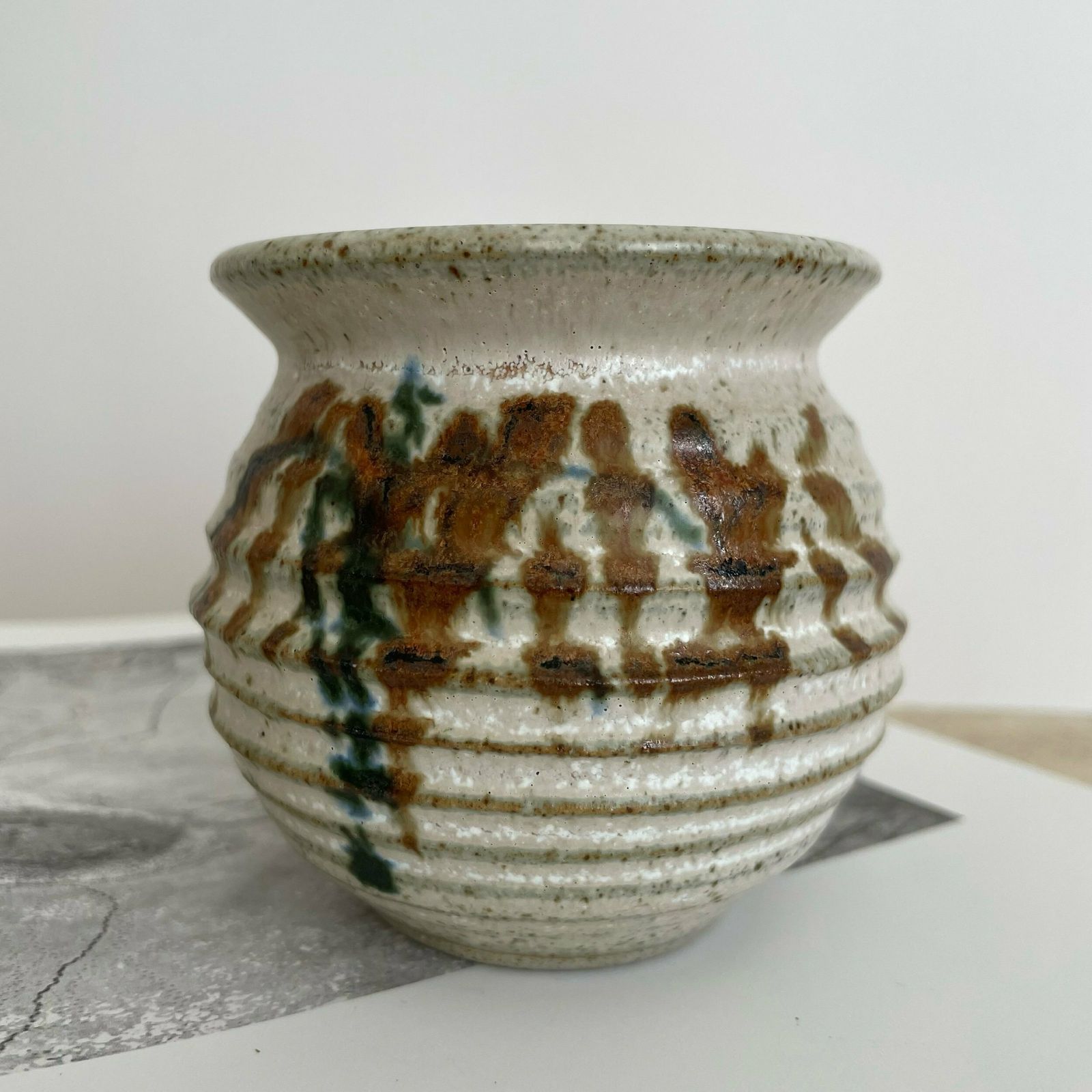 Mid Century Textured Stoneware Studio Pottery Jar/Vase By Robert Tinnyunt photo furniture