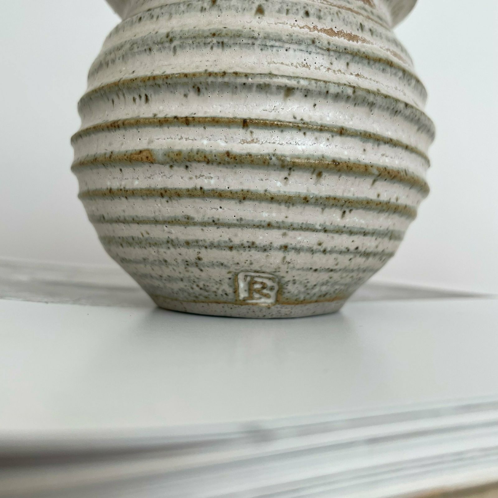 Mid Century Textured Stoneware Studio Pottery Jar/Vase By Robert Tinnyunt photo vinterior