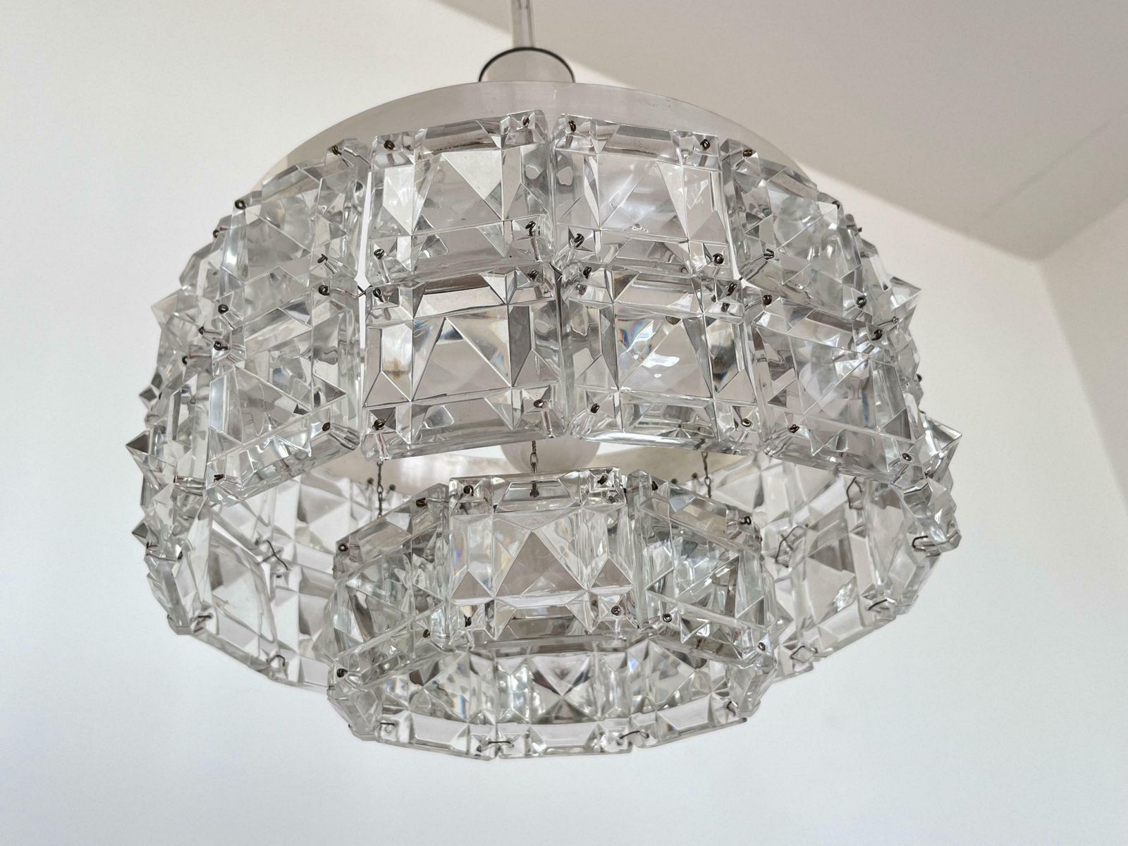 Midcentury Glass Chandelier By Kinkeldey, Germany, 1970s photo 795.0