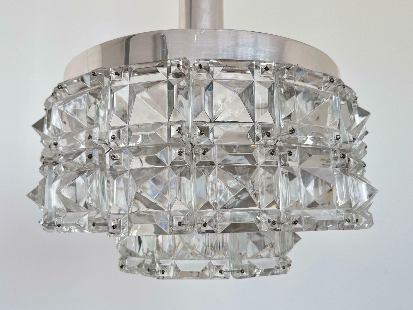 Midcentury Glass Chandelier By Kinkeldey, Germany, 1970s photo vinterior