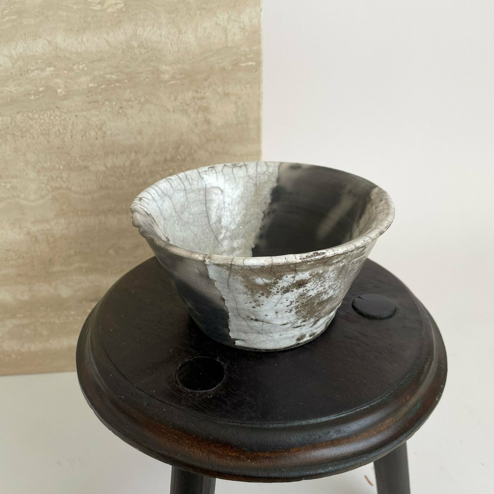 Monochrome Textured Studio Pottery Bowl With Metallic Details photo buy