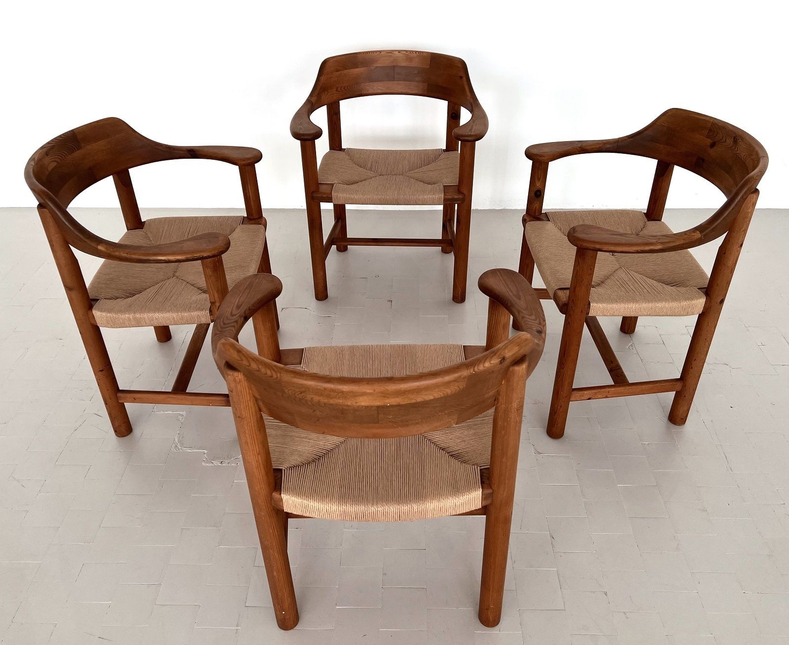 3600.0 Rainer Daumiller Dining Chairs In Pine And New Paper Cord, 1970s photo