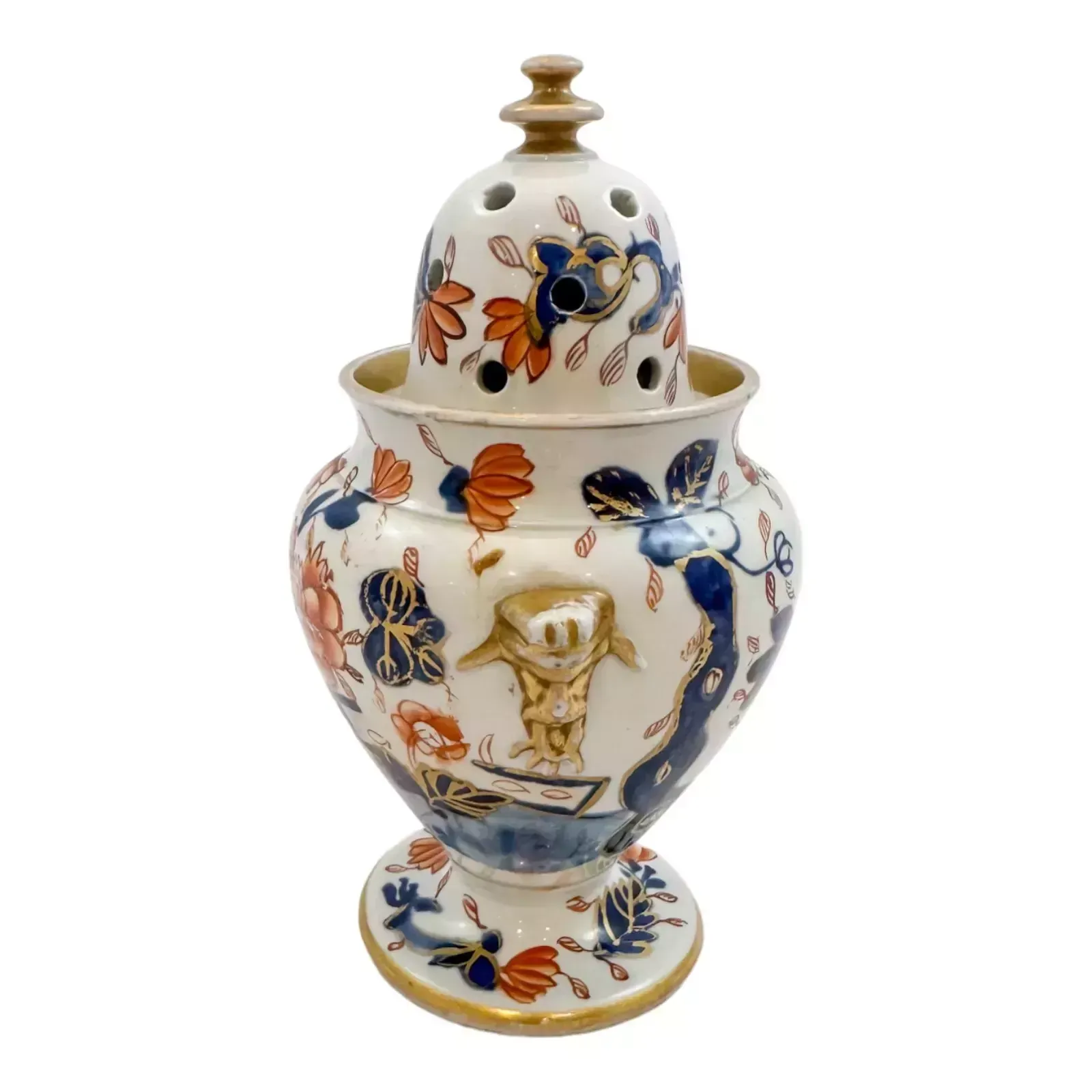 Antique Georgian Masons Ironstone Porcelain Imari Pot Pourri Vase Incense Burner photo furniture