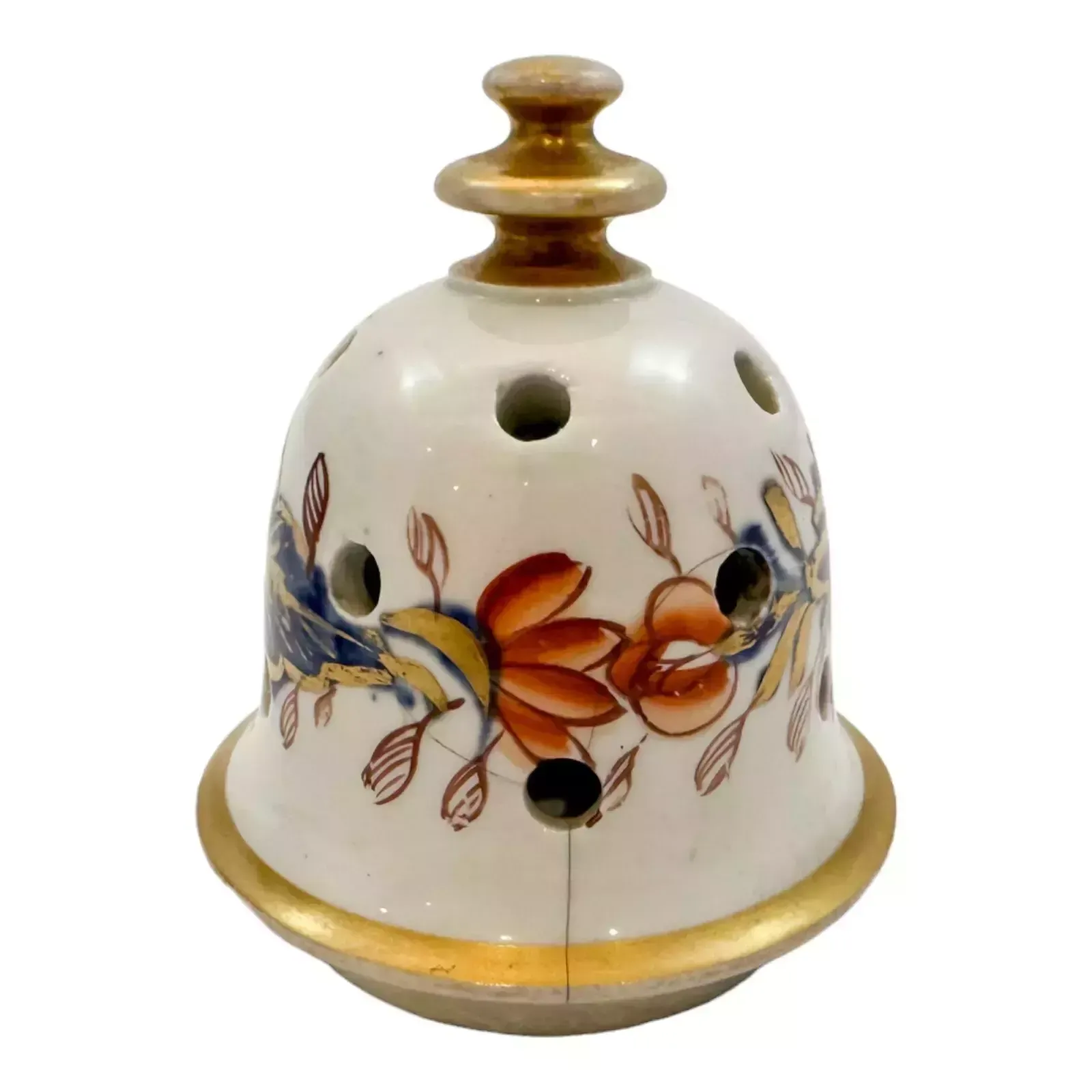 Antique Georgian Masons Ironstone Porcelain Imari Pot Pourri Vase Incense Burner photo vintage