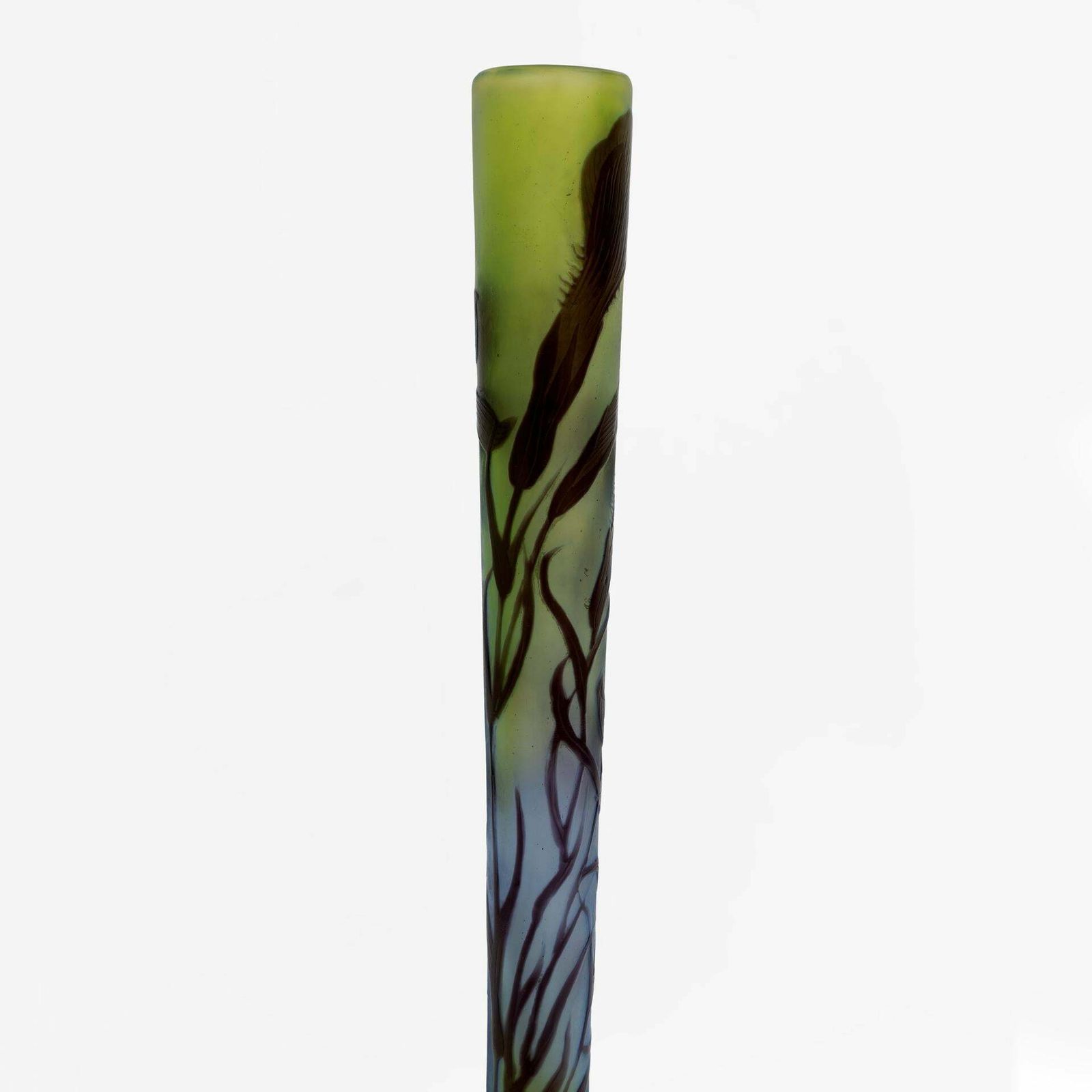 photo for sale Bulbous Glass Vase With Floral Decoration By émile Gallé, France, 1900