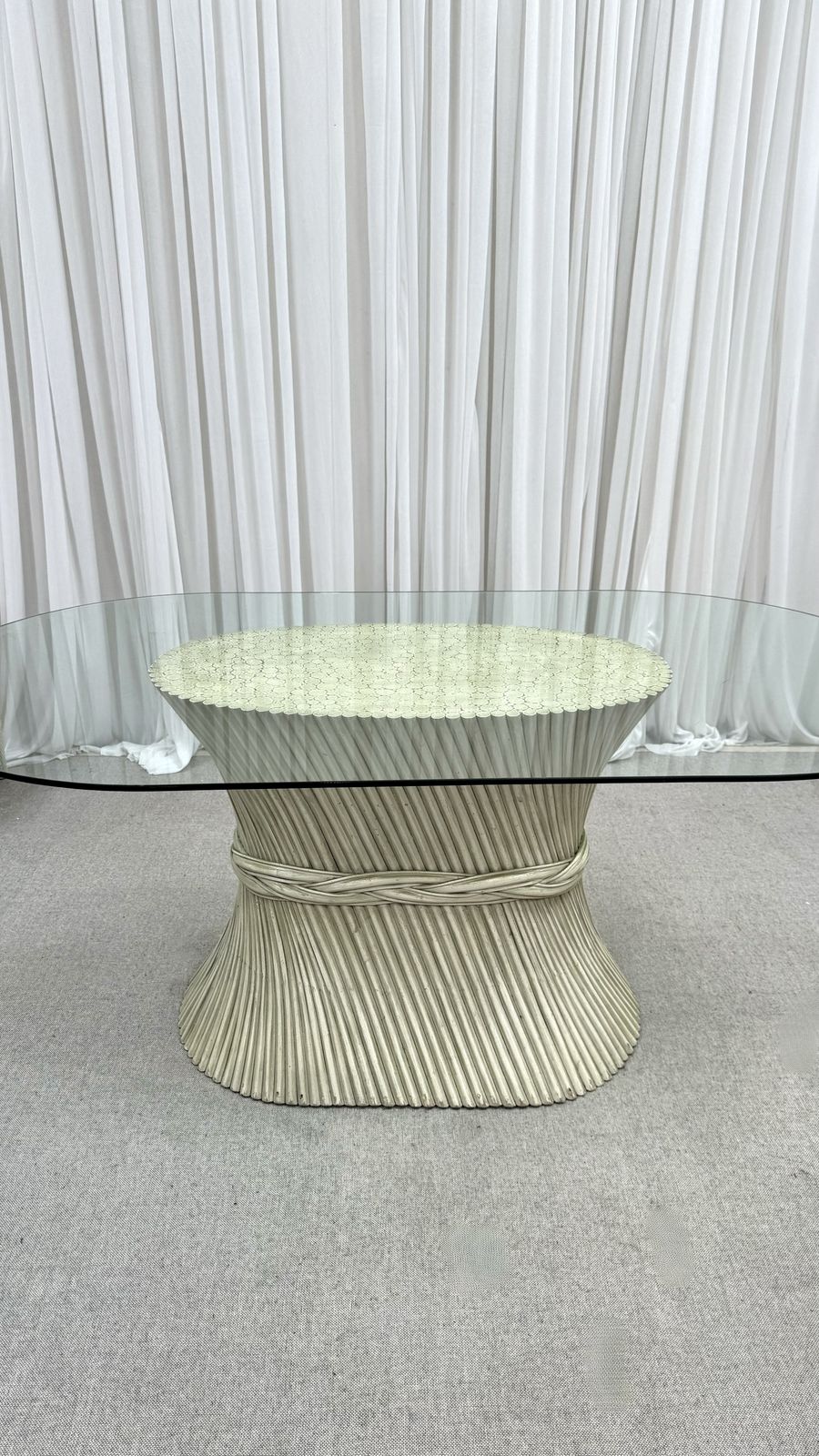 Late 20th Century Mcguire Sheaf Of Wheat And Rattan Dining Set photo furniture