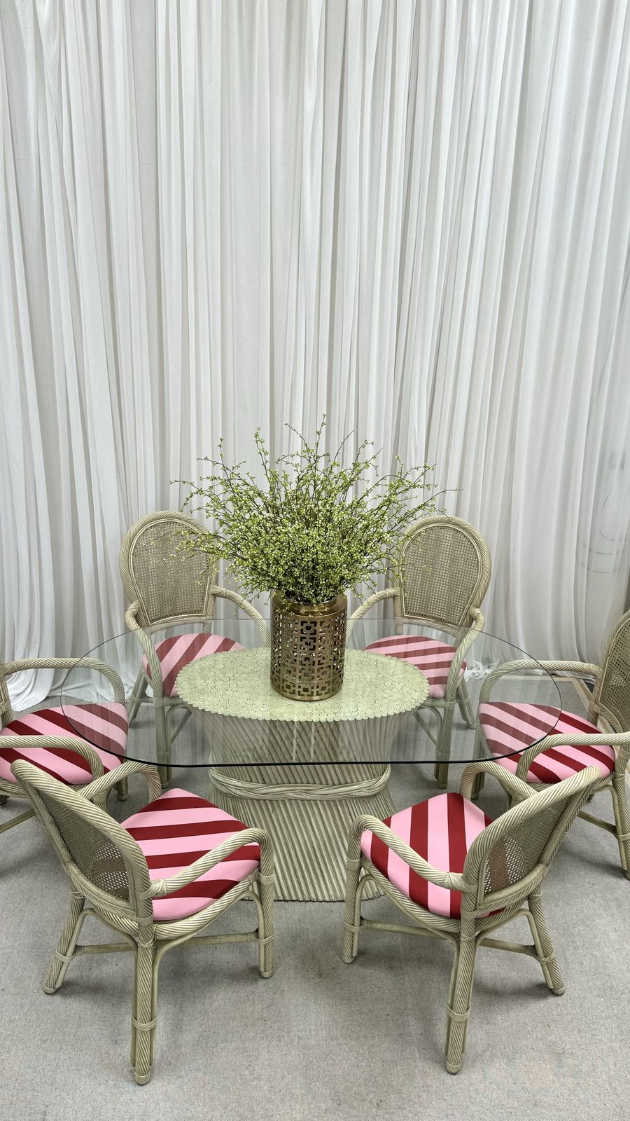 Late 20th Century Mcguire Sheaf Of Wheat And Rattan Dining Set photo buy