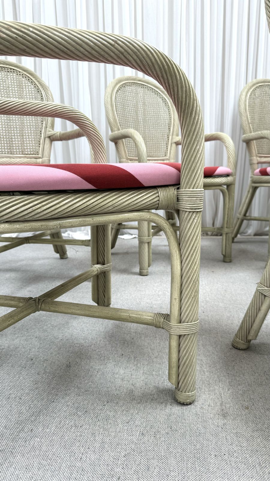 photo furniture Late 20th Century Mcguire Sheaf Of Wheat And Rattan Dining Set