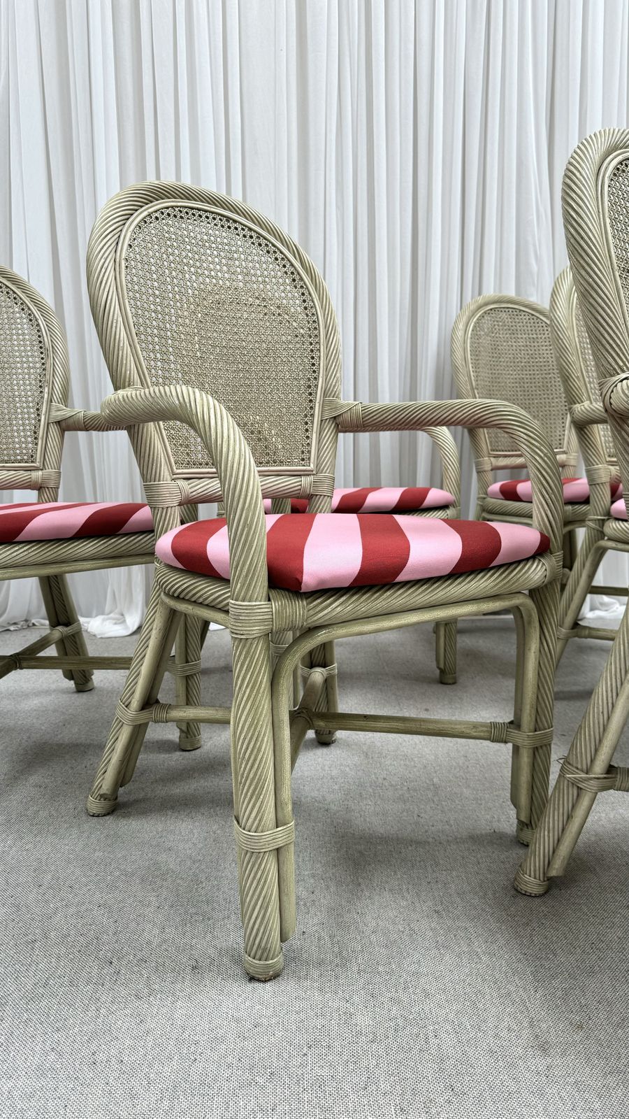 photo for sale Late 20th Century Mcguire Sheaf Of Wheat And Rattan Dining Set