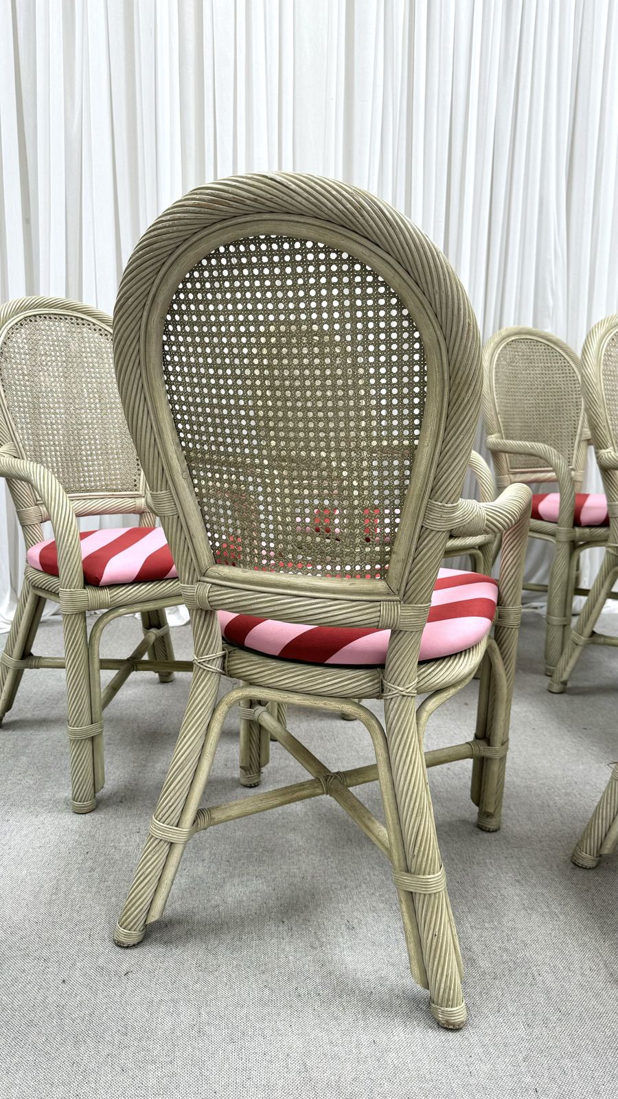 photo vinterior Late 20th Century Mcguire Sheaf Of Wheat And Rattan Dining Set