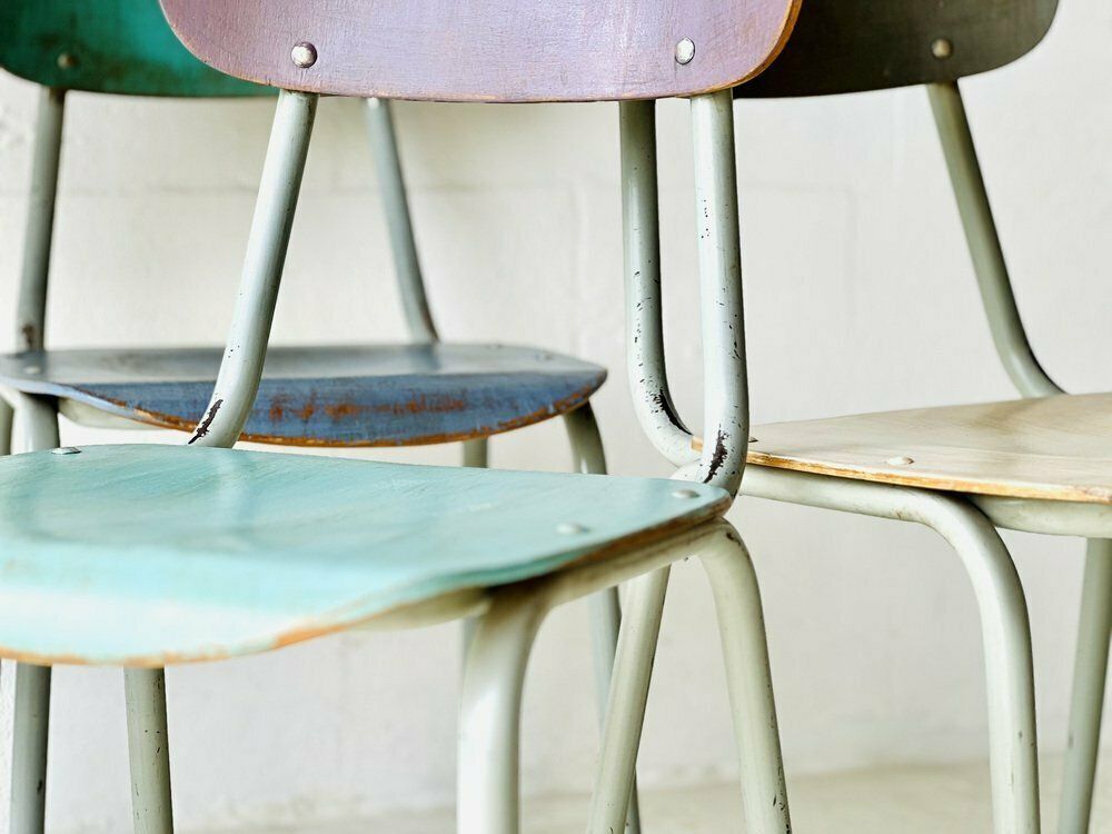 501.0 Vintage School Chairs, Set Of 4 photo
