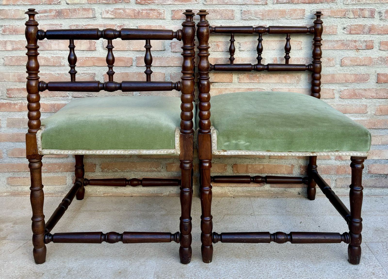 Mid Century French Corner Chairs, 1940s, Set Of 2 photo vinterior