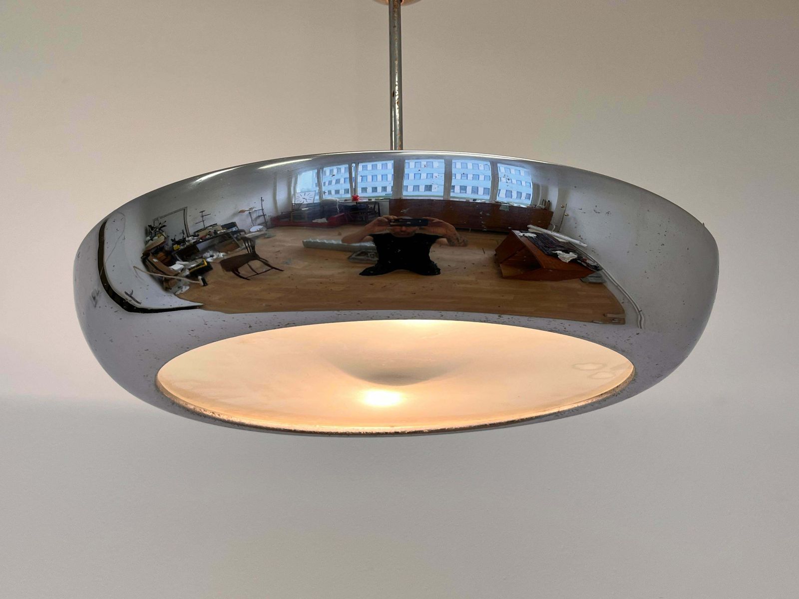 Chrome Bauhaus / Functionalism Pendant Ufo By Napako, 1940s photo furniture