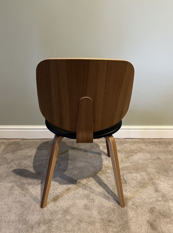 1000.0 Boconcept Aarhus Dining Chairs Walnut & Black Leather Set Of Four photo