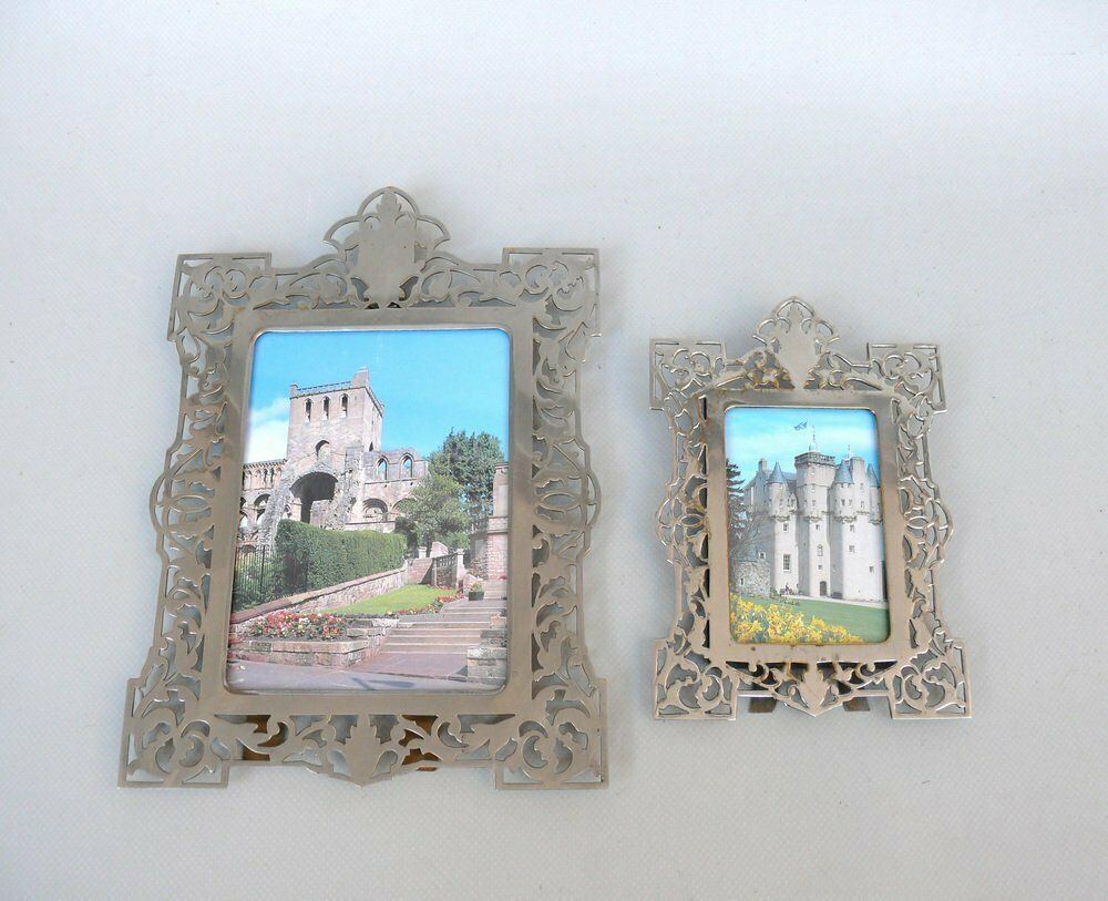 Antique Biedermeier Nickel Plated Picture Frames, Set Of 2 photo buy
